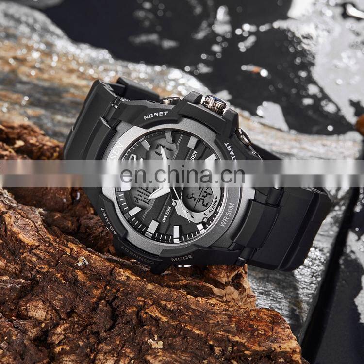 OHSEN AD1901 Men Fashion Multi-function Calendar Date Digital Quartz Watch Silicone Strap Male Sports Hands Watches