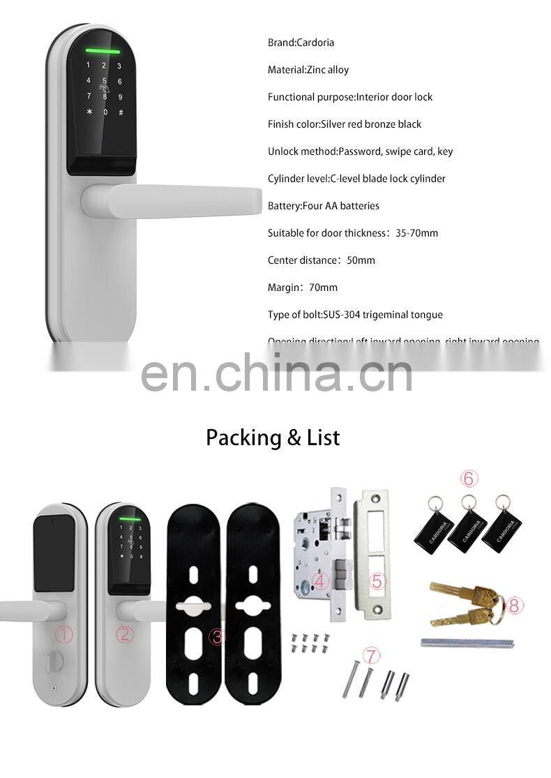 Top ranking product Keyless Entry Door Lock Smart tt Door Lock Passcode Wifi Card Key For Office Home Apartment