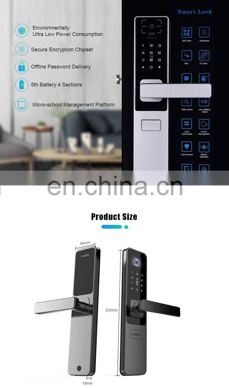 6063GB Aluminum Smart Door Lock with Barcode Scanner, Digital Password Touch Screen Door Lock, IC Card Door Locks