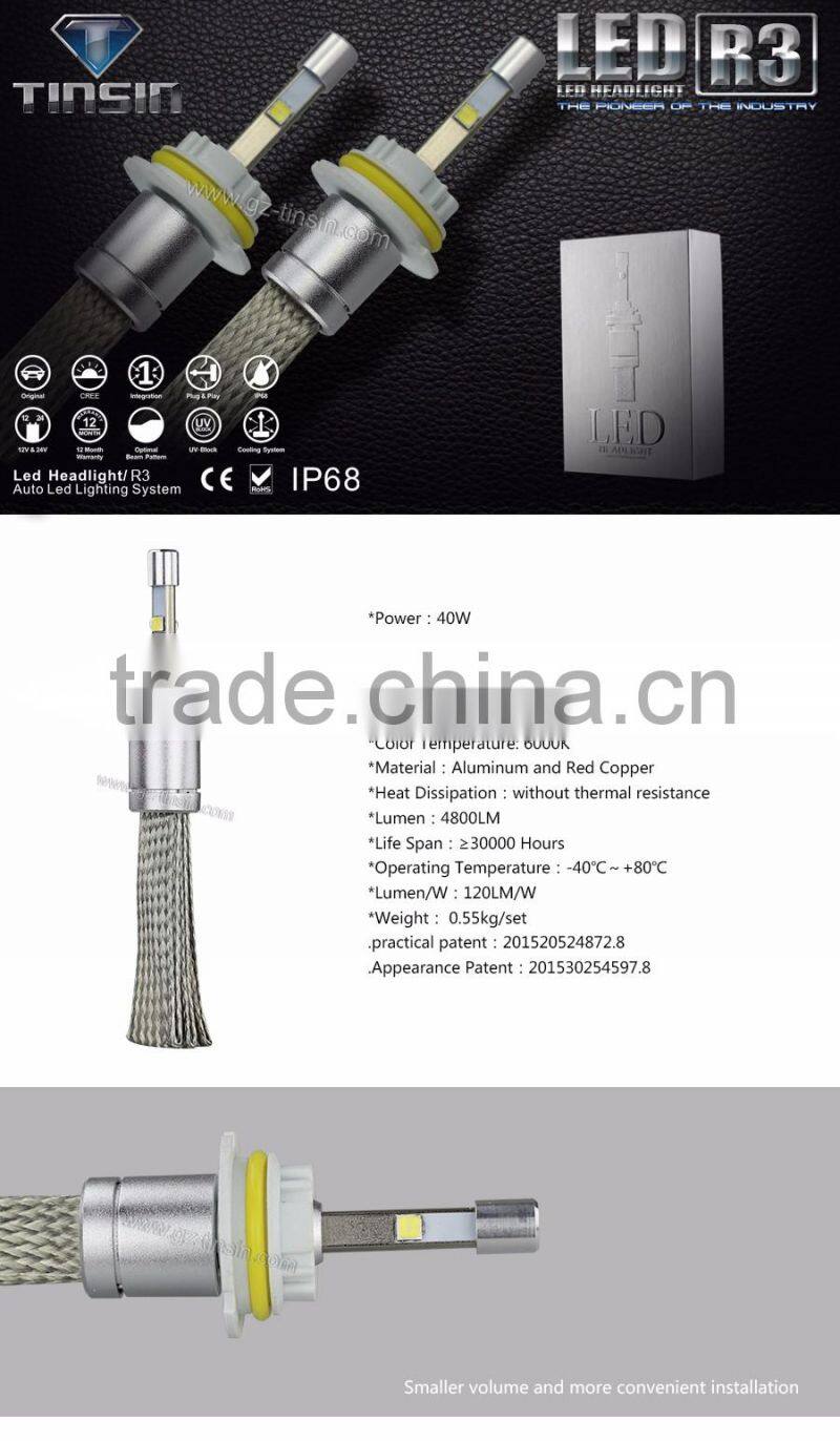 2016 super bright high power 80w 9600lm Hi/lo beam 9007 led headlight with 6000k