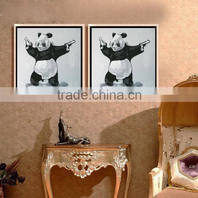 hand painted canvas decoration framed wall art gunners panda Oil Painting YB-35