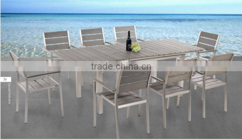 China 2016 Royal Garden plastic wood 8 seat outdoor extendable dining furniture
