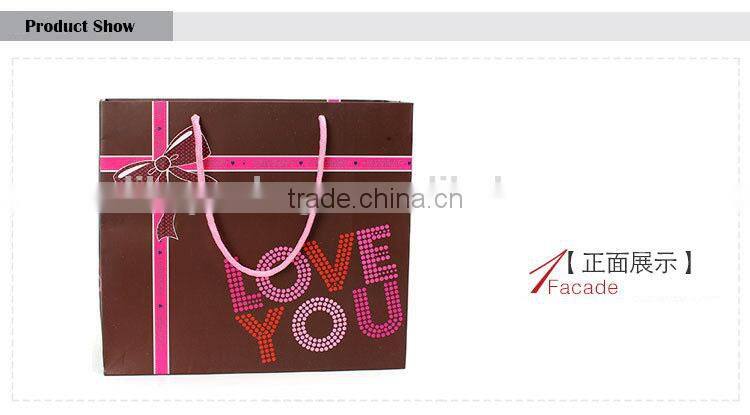 coffee color with UV printing gift paper bag/paper shopping bag