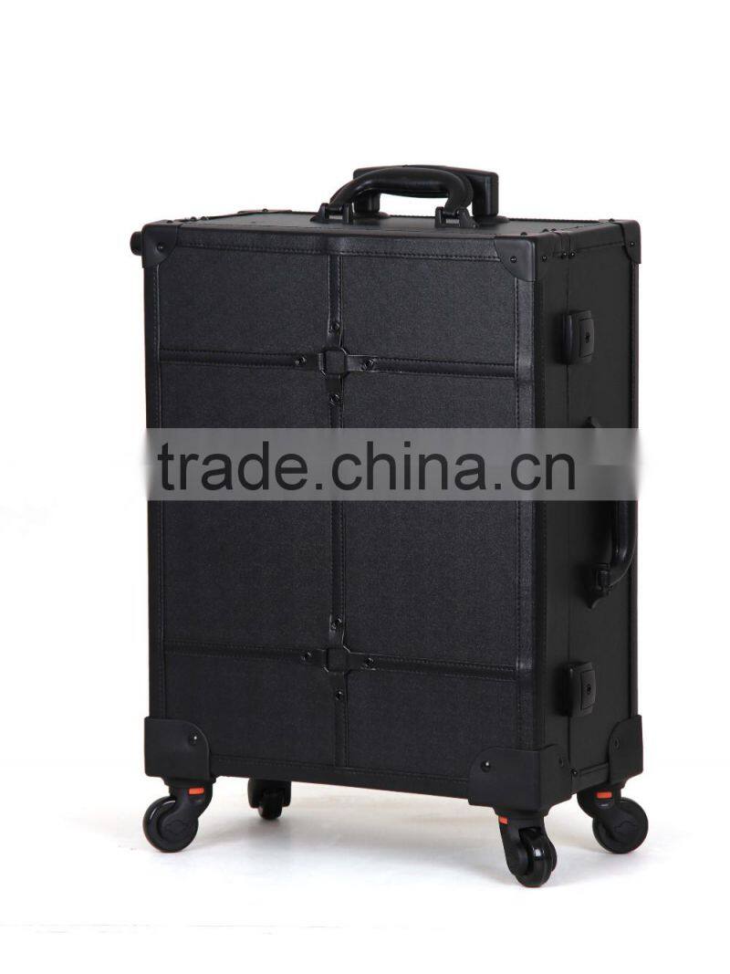 Cosmetic Case Rolling Studio Makeup 4 Wheels Trolley Case Lights With Mirror
