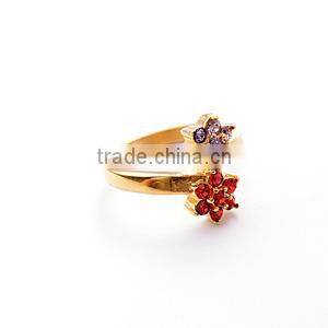 Alibaba in russian red stonne jewely twins flower diamond finger rings