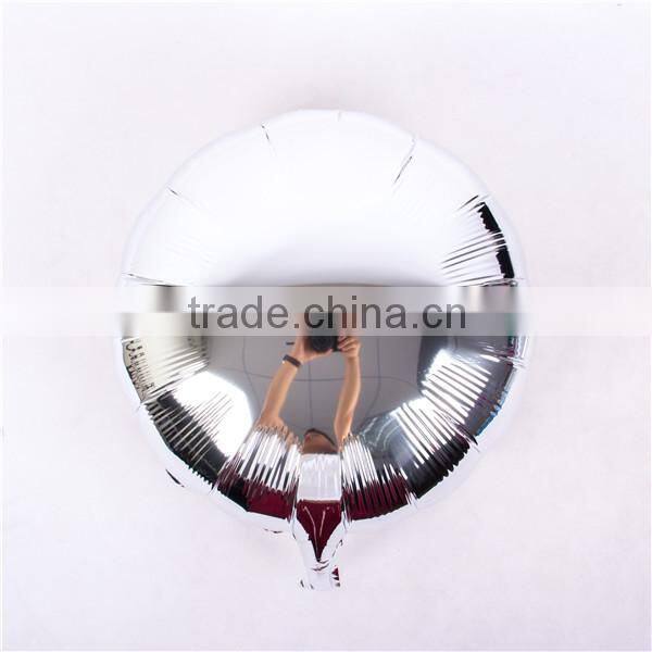 China balloon wholesaler EN71 approved 18'' round silver solid foil balloon