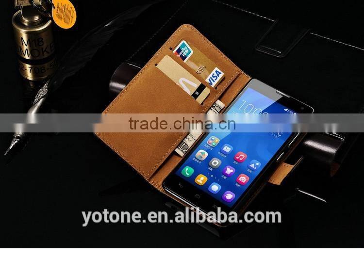 Stand Wallet Genuine Leather Case For Huawei Honor 3C Phone Bag Accessory With Card Holders New 2015 Drop Ship