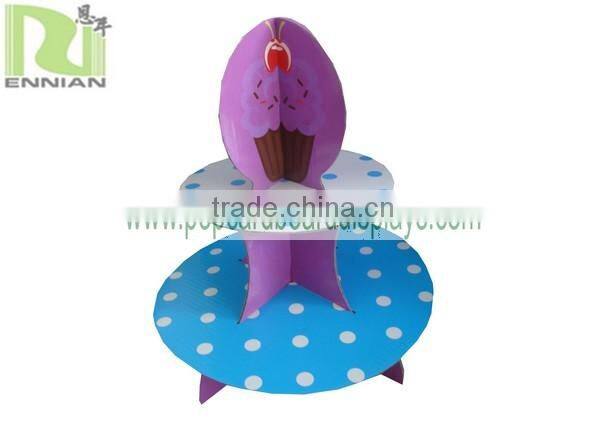 Customized Wave Point Rotation Cardboard Cupcake Stand Display