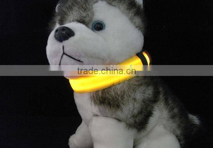 Pure Color Double Side Exposure Flat Optical Fibre Led Pet Dog Collar