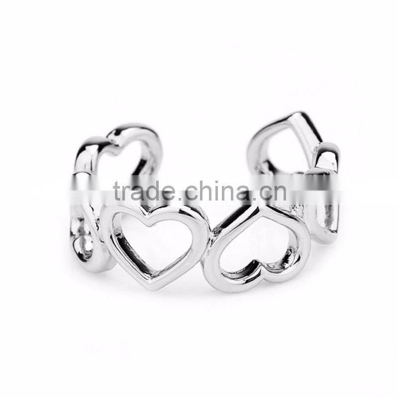 2016 Lovely Trending Jewelry 10k Hollow Heart Fancy Gold Ring Designs for Ladies