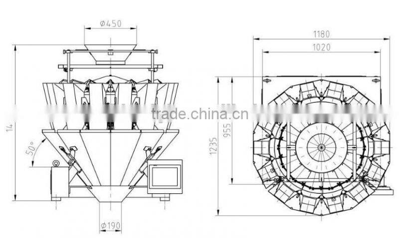 PLC 14 head multihead weigher for Food products