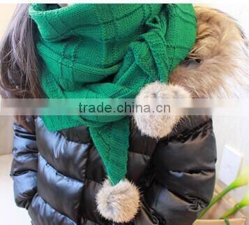 Best Selling Pom Pom Ball Tassel Style Warm Keeping Plain Acrylic Fashion Girls Knitted Scarf