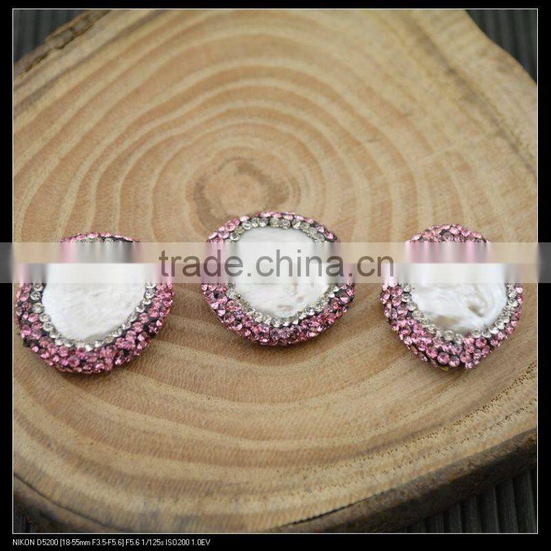 LFD-0052B Wholesale DIY Pave Pink Rhinestone Pearl Connector Spacer Beads For Bracelet Jewelry Making