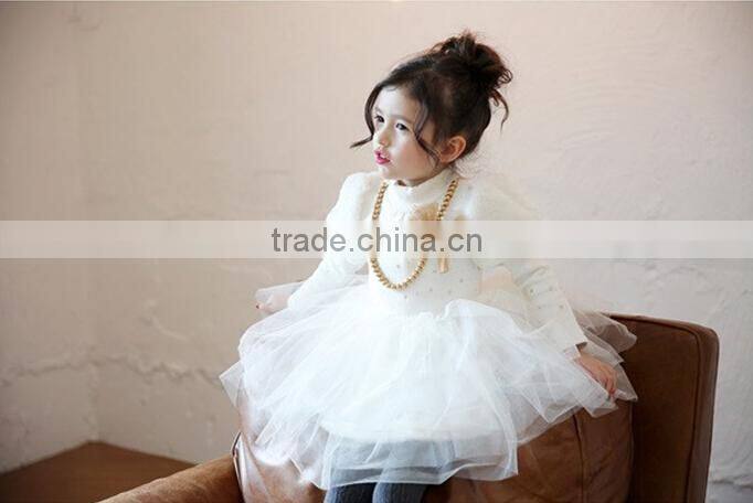 2015 new arrival kids black and white princess skirt for girls long sleeve princess dress