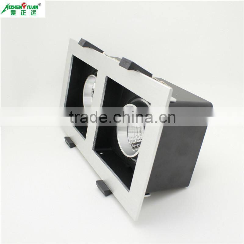 20w adjustable recessed cob led grille light downlight square 2*10w two heads grille downlight