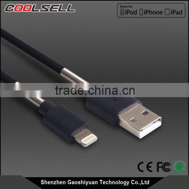 Spring MFi C48 USB cable for iPhone6/6S, 8pin connector mfi cable for apple with spring