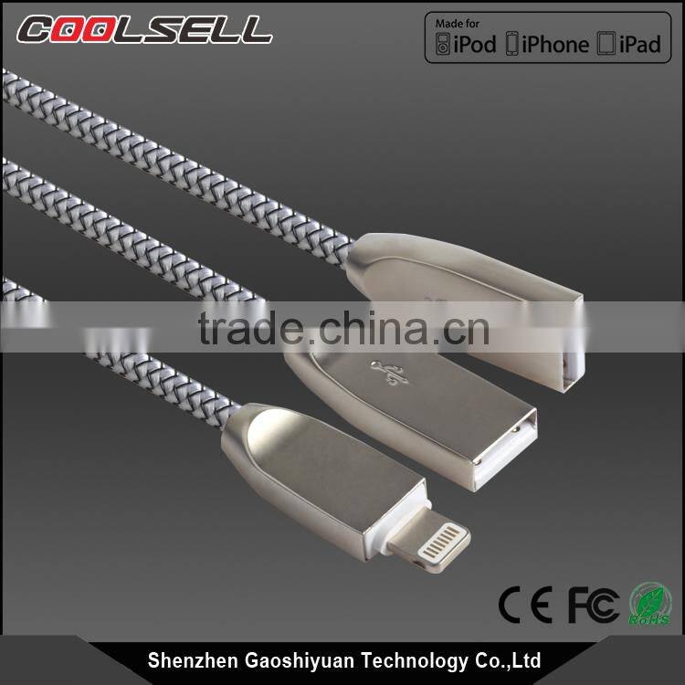 MFi certified cable nylon complex braided zinc alloy 8pin USB cable for Apple with MFi approval for iPhone7/7plus
