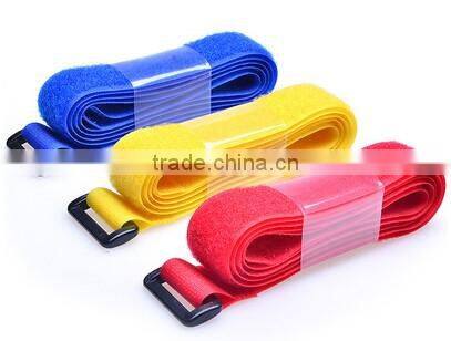 adjustable cable strap hook and loop with plastic buckle