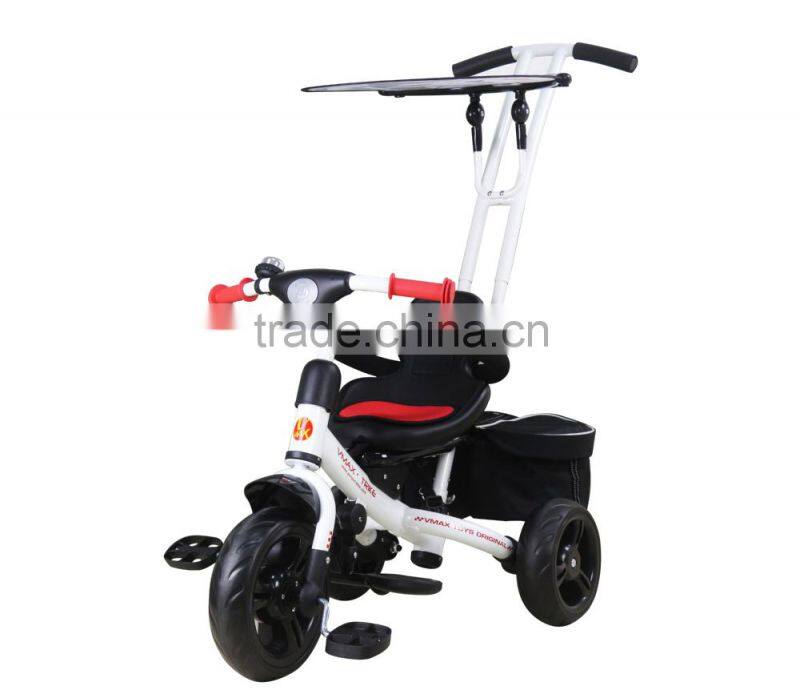 Baby Tricycle/quality baby stroller/baby bicycle with pedals, rear bags, sun-fender, bell ring/ children bike YQ10-36
