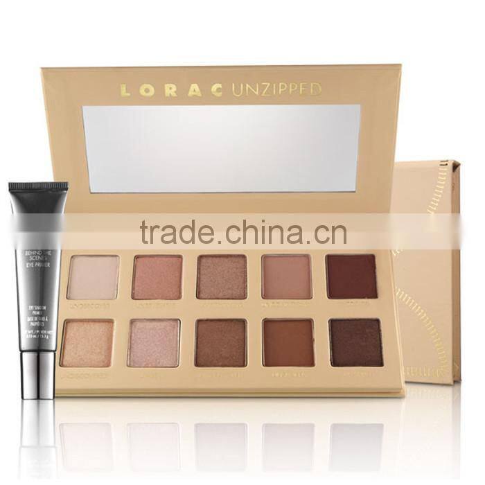 Hot Sale! New Makeup Lorac PRO Unzipped Eyeshadow Powder Palette 10 Color Eye Shadow with Eye Primer
