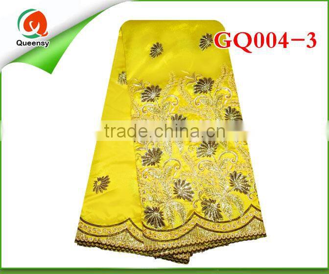 GQ005-3Latest design raw silk embroidery African Georgegeorge fabric