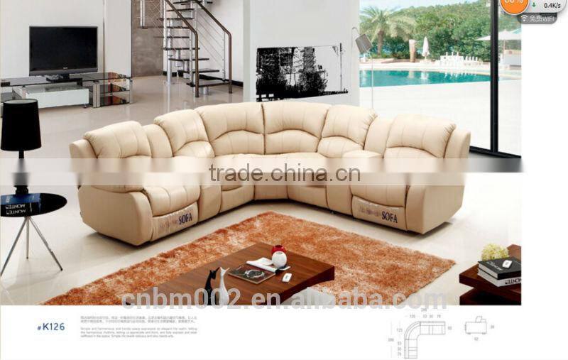 Modern design Recliner chair 6 seater sofa top grain leather and PU material