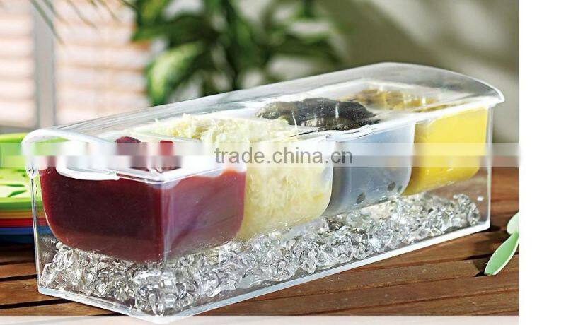 Condiments On Ice Container Chilled Ice Tray Plastic Square Condiments Acrylic Kitchen Condiments Container