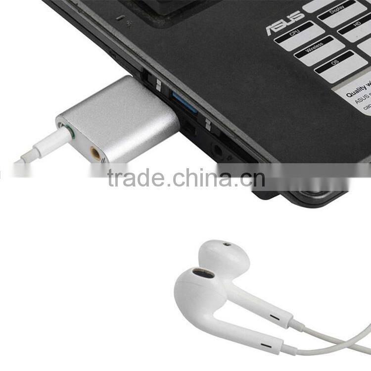 Aluminum USB External Stereo 7.1 Channel 3D Sound Card Adapter 3.5mm Aux Out