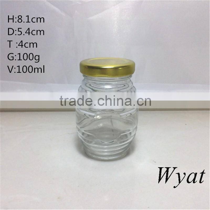cheap ring design small glass jam jar 100ml glass honey preserve jars