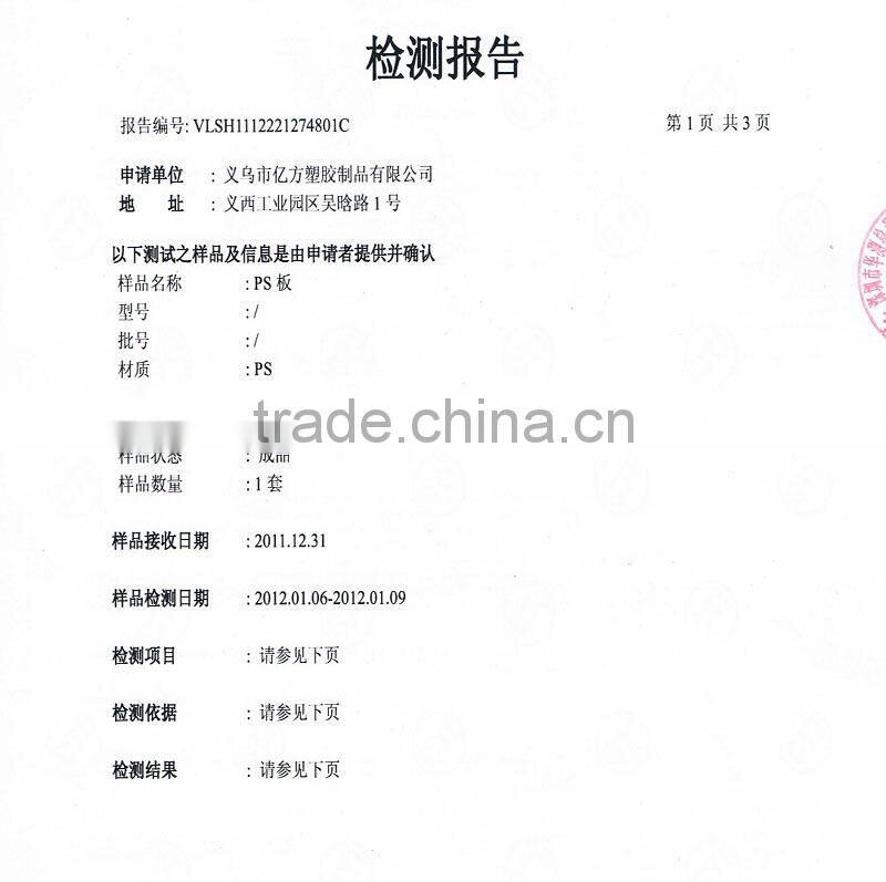 high transparent polystyrene sheets