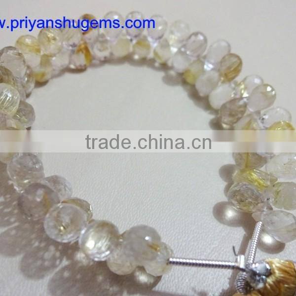 Golden Rutile Faceted Drops