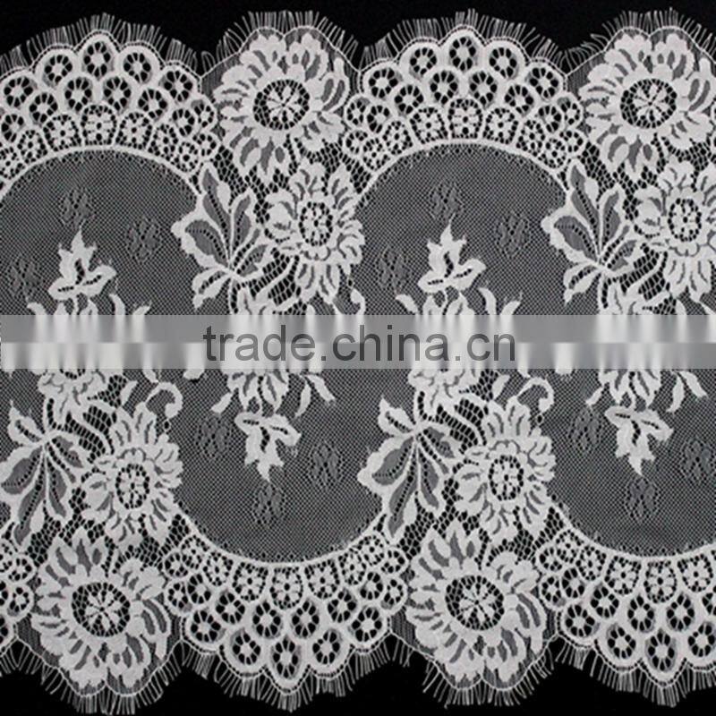 New Arrival Fancy Wedding Lace Fabric, Wedding Dress White Nylon Trim