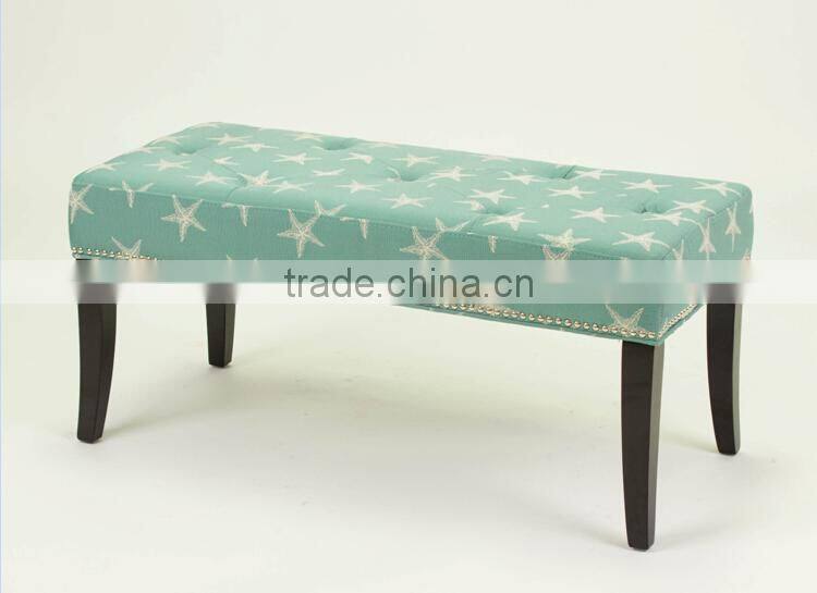 Solid Wood Style Home Furniture Fabric Foot Stool / wooden Shoe stool bench (KY-3038)