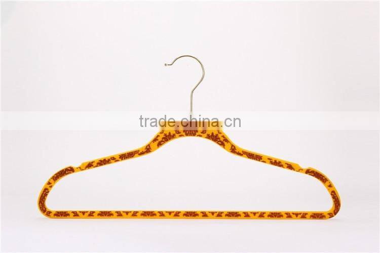 thin velvet plastic hanger with logo