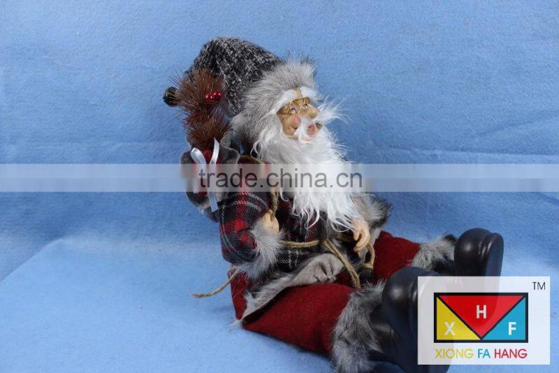Majestic Sitting Santa Claus Christmas Figure with Gift Bag