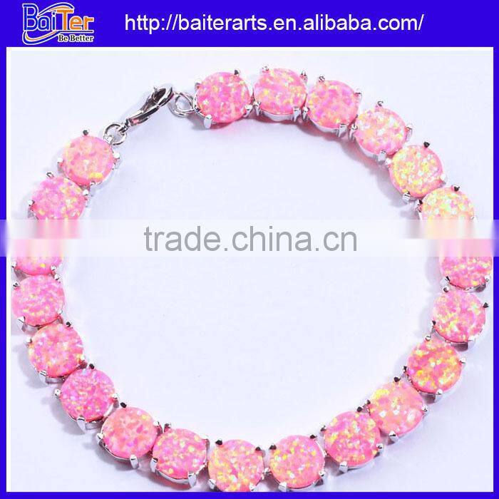 925 Sterling Silver Blue Inlay Opal Hamsa Hand Link Bracelet