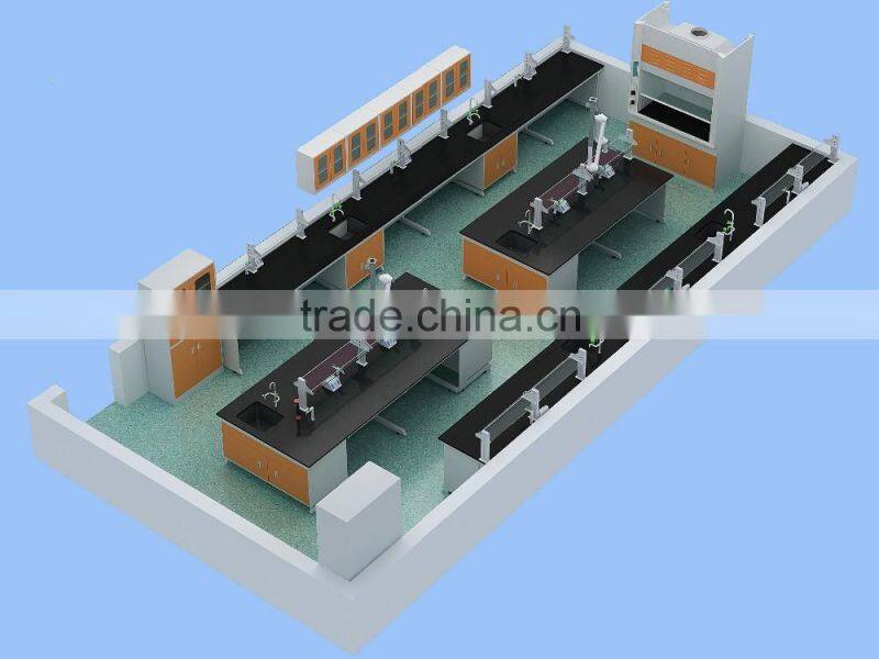 C frame steel wood wall bench for laboratory