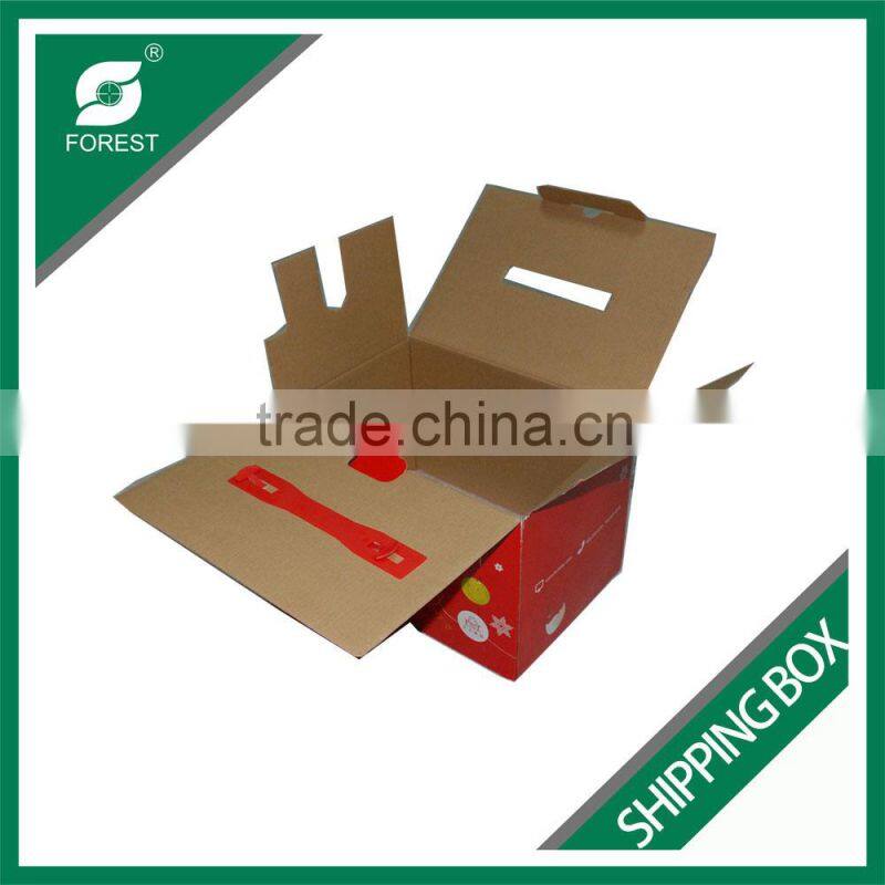 CORRUGATED FRUIT SHIPPING BOX FULL PRINTING SHIPPING BOX WITH PLASTIC HANDLE FOR PACKING FRESH FRUIT