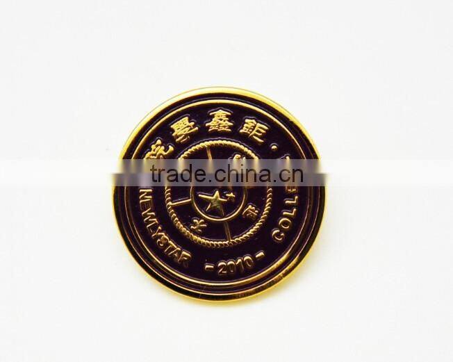 custom soft enamel gold plating metal round badge pin