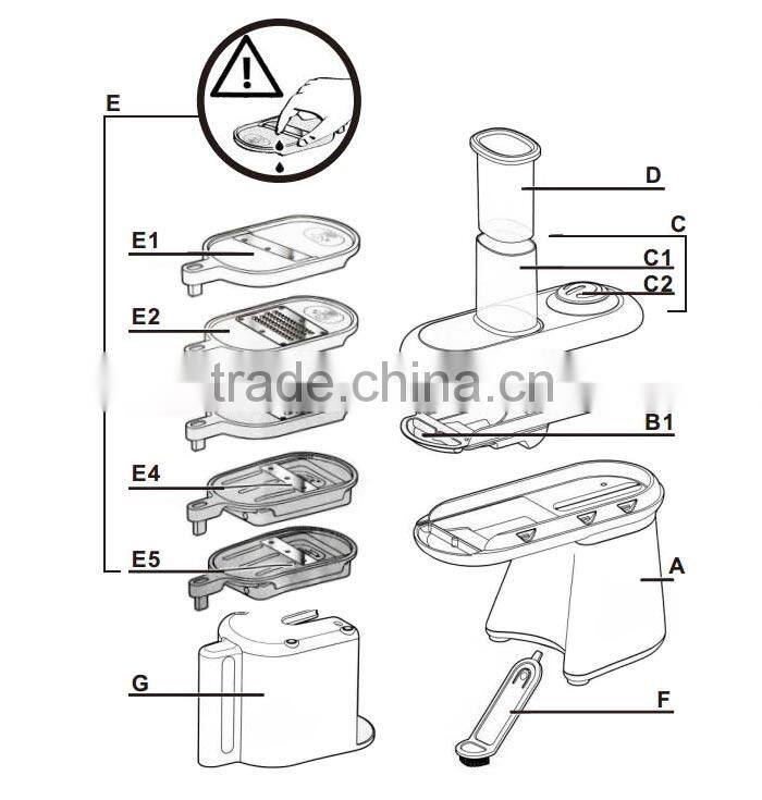 OTJ-S918 280W CE CB ISO chopper 4-blade spiral vegetable slicer makes