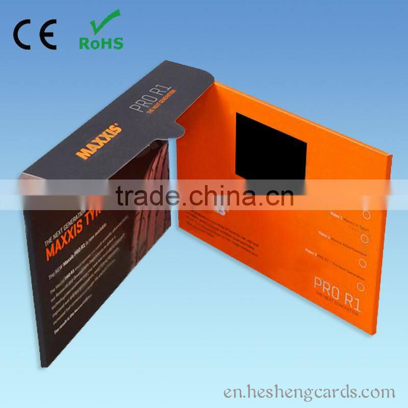 Soft touch paper customized 3 inch lcd video greeting card with CMYK printing