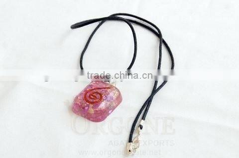 Red Orgone Rounded Square Pendant With Cord : Orgone Supplier Khambhat