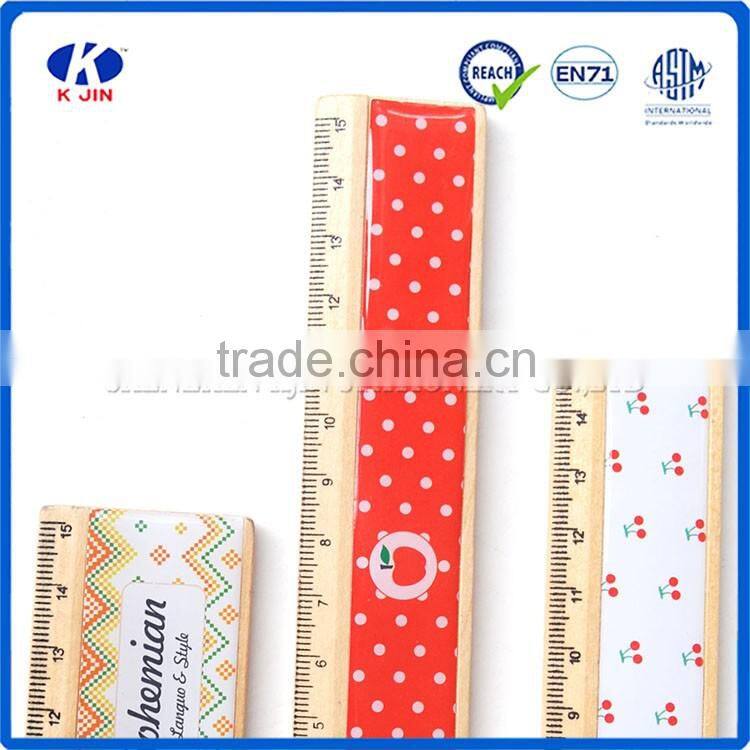 Hot sale promotional 15cm wooden straight rulers with screen OEM LOGO printed