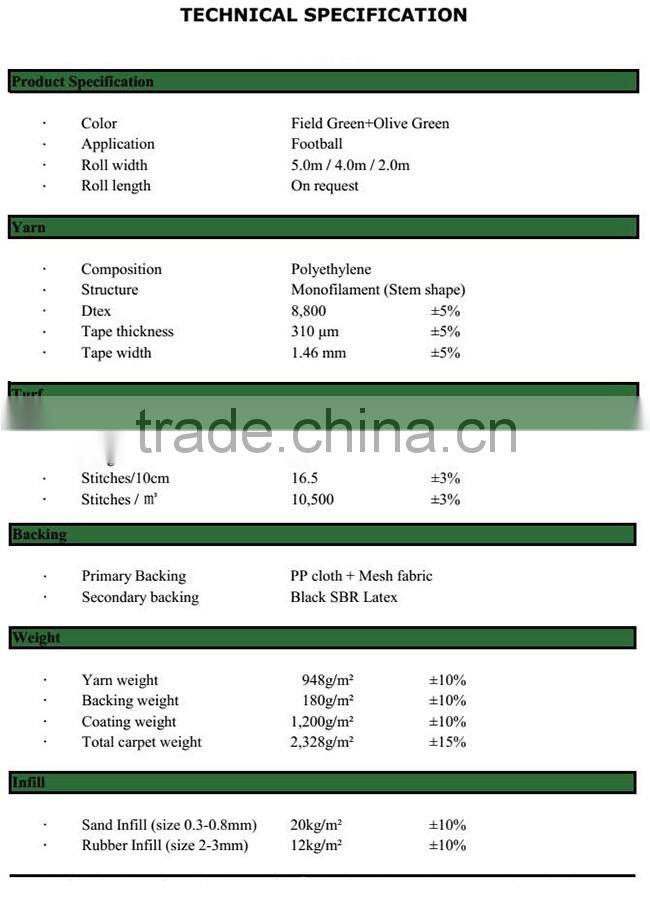 Colorfast Durable Football Pitch Artificial Turf Grass