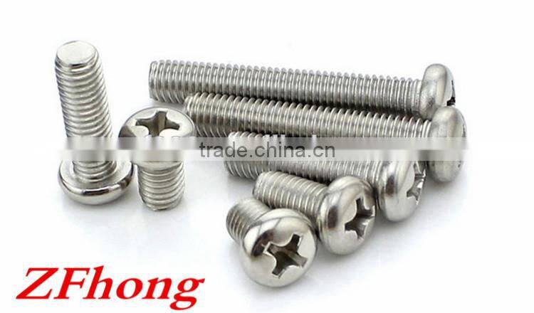 M1 to M6 stainless steel 304 A2-70 pan head cross recessed machine screw