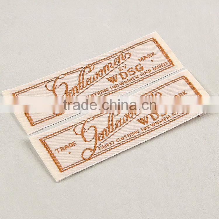 Free design custom light brown thread woven tag for women's garments