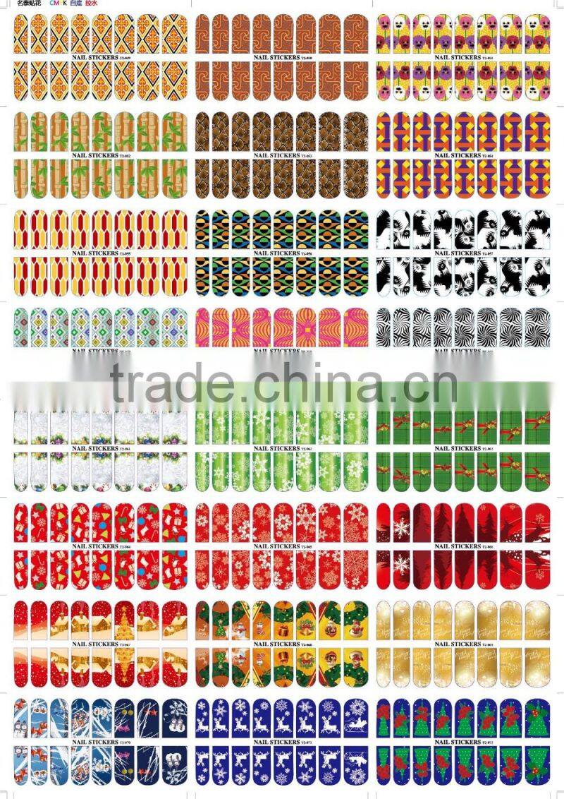 2015 wholesale 16pcs/sheet water transfer nail stickers decal cheap stickers nail