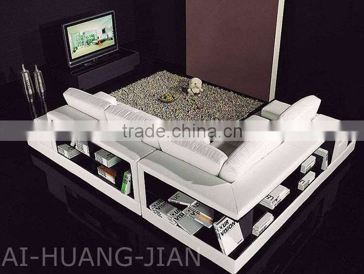 2+3 SEATER 5 LEATHER SOFA WITH Bookshelf the reverse side