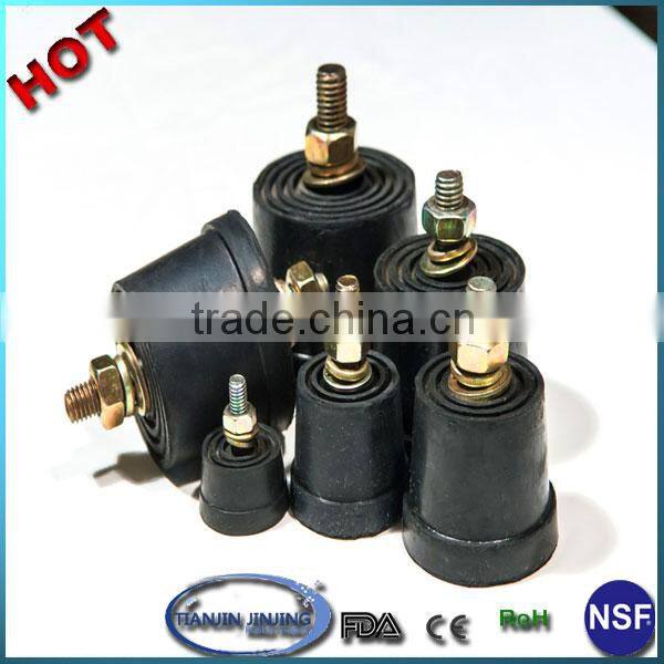 Compound Protective Cylindroid Extrusion Rubber Feet Block With Screw Steel Axis