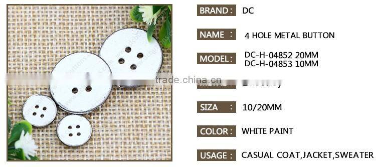 White Color Paint Metal Sewing Button,4 Hole Button for Jean Shirt